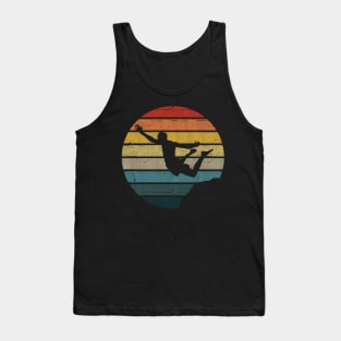 Cliff Diving Silhouette On A Distressed Retro Sunset print Tank Top